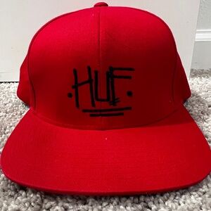 Red Stussy X Huf snap back hat